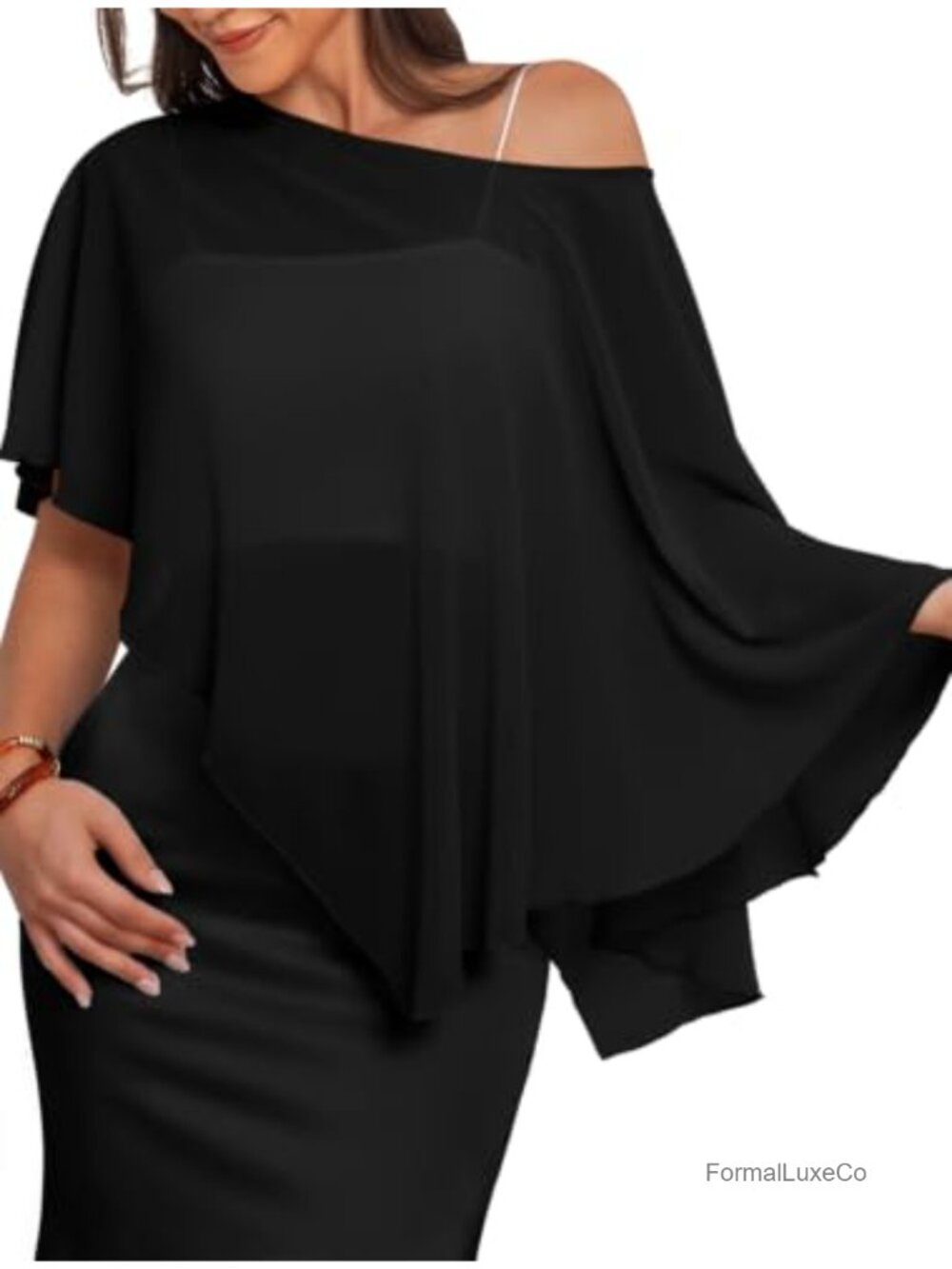 Sheer Chiffon Shawl Wrap for Evening Wedding Guest Dress